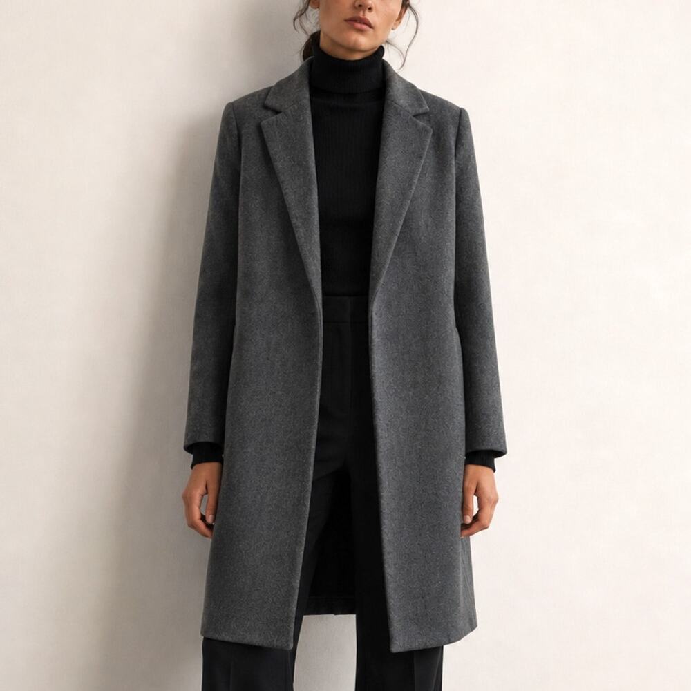 Zara Gray Heather Open Front Peacoat Size M